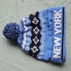 New York blue nit hat beanie
